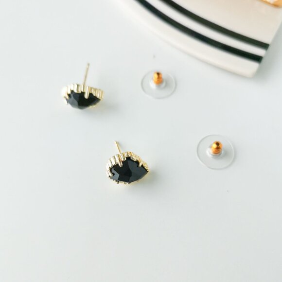 Kendra Scott Tessa Gold Black Opaque Glass Stud Earrings - Picture 3 of 3